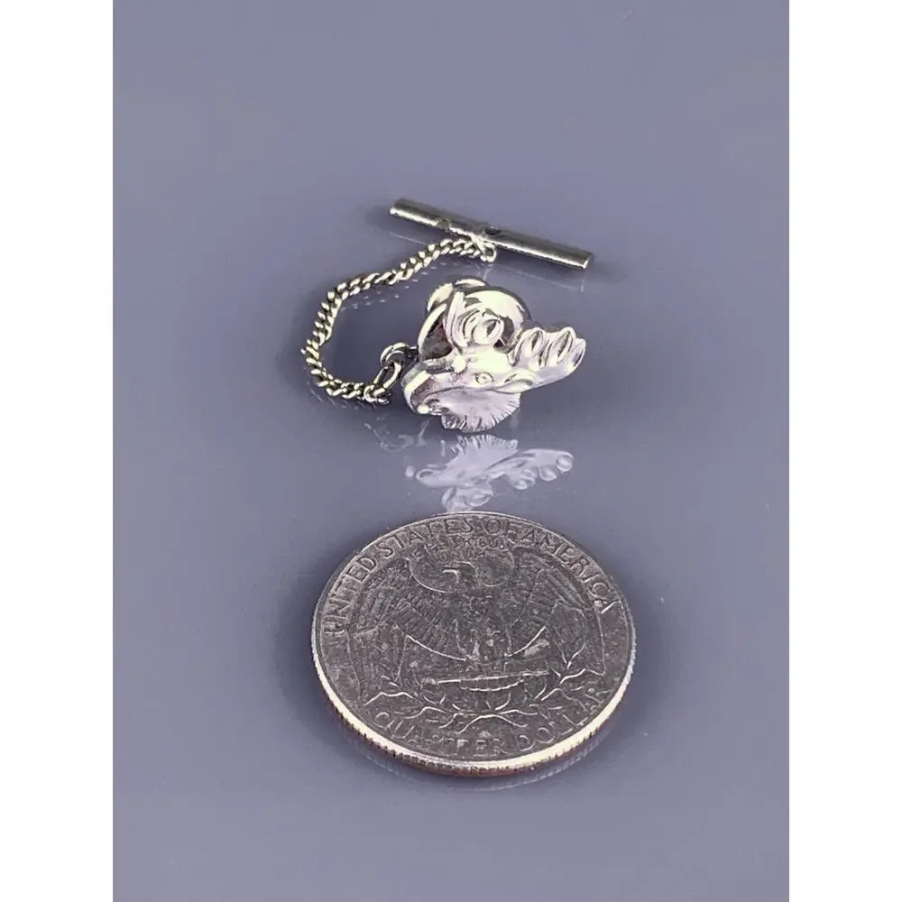 LOOM Moose Tie Tack Pin Silver Tone Loyal Order Fraternal Masonic Vintage